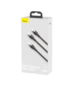 כבל נתונים ממתכת חיבור Type-C ל 2 יציאות Type-C הספק 100W באורך 1.5 מטר בצבע שחור Baseus CA1T2-C01 (5)