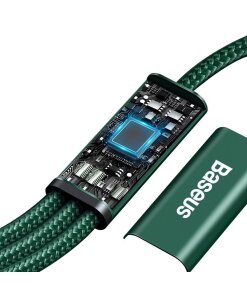 כבל נתונים ממתכת חיבור Type-C ליציאות Type-C + IPHONE + PD הספק 20W באורך 1.5 מטר בצבע ירוק Baseus CAMLT-SC06 (3)