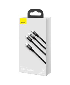 כבל נתונים ממתכת חיבור Type-C ליציאות Type-C + IPHONE + PD הספק 20W באורך 1.5 מטר בצבע שחור Baseus CAMLT-SC01 (5)