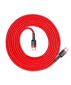כבל נתונים ממתכת מתאם Type-C ל Type-C PD הספק 60W למחשב נייד בצבע אדום Baseus CATKLF-H09 (4)