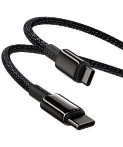 כבל נתונים ממתכת מתאם Type-C ל Type-C הספק 100W אורך הכבל 1 מטר בצבע שחור Baseus CATWJ-01 (1)