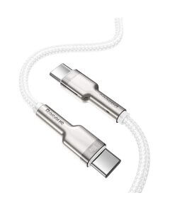 כבל נתונים ממתכת מתאם Type-C ל Type-C הספק 100W אורך הכבל 2 מטר בצבע לבן Baseus CATJK-D02 (2)