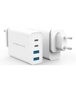 מטען עם מגוון חיבורים USB, Type-C, USB3.0 הספק 100W בצבע לבן HyperDrive HJ-GAN100 (1)