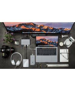 תחנת עגינה 11 חיבורים חיבור Type-C בצבע אפור HyperDrive GN30B-GRAY 11 Port (1)