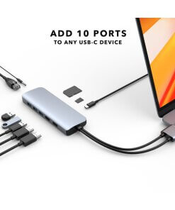 תחנת עגינה 12 חיבורים וחיבור Type-C בצבע אפור HyperDrive HD392-GRAY Viper 10-in-2 USB Type-C Hub (2)