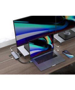 תחנת עגינה 12 חיבורים וחיבור Type-C בצבע אפור HyperDrive HD392-GRAY Viper 10-in-2 USB Type-C Hub (3)