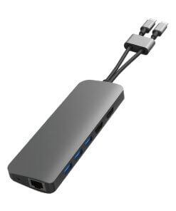 תחנת עגינה 12 חיבורים וחיבור Type-C בצבע אפור HyperDrive HD392-GRAY Viper 10-in-2 USB Type-C Hub (4)