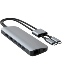 תחנת עגינה 12 חיבורים וחיבור Type-C בצבע אפור HyperDrive HD392-GRAY Viper 10-in-2 USB Type-C Hub (5)