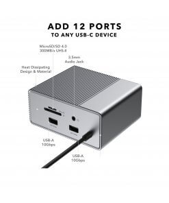 תחנת עגינה 12 חיבורים וחיבור Type-C בצבע כסוף HyperDrive HD-G212 GEN2 12-Port (2)