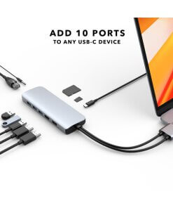 תחנת עגינה 12 חיבורים וחיבור Type-C בצבע כסוף HyperDrive HD392-SILVER Viper 10-in-2 USB Type-C Hub (1)