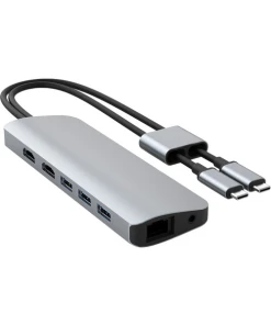 תחנת עגינה 12 חיבורים וחיבור Type-C בצבע כסוף HyperDrive HD392-SILVER Viper 10-in-2 USB Type-C Hub (4)