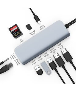 תחנת עגינה 12 חיבורים וחיבור Type-C בצבע כסוף HyperDrive HD392-SILVER Viper 10-in-2 USB Type-C Hub (5)