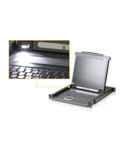 מסוף LCD יחיד PS2-USB, VGA כולל נורת תאורה למגע ATEN CL1000 (3)