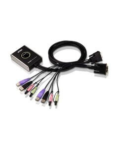 מתג KVM USB עם שני יציאות USBAUX עם בורר יציאות מרחוק ATEN CS682