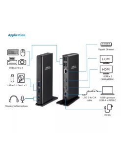 תחנת עגינה לתצוגה כפולה חיבור USB3.0 מסוג AC בצבע שחור Gold Touch UDS-2H (2)