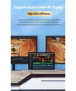 כבל חיבור Type-C יציאה זכר - לזכר USB 4.0 במהירות 40GPS באורך 1 מטר TopX C40 (1)