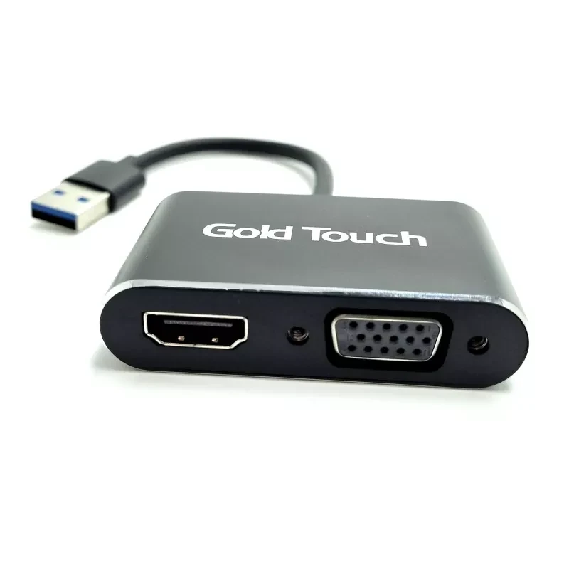 מתאם USB3.0 ל VGA ו HDMI זכר לנקבה ונקבה Gold Touch E-USB3-VGHD (2)
