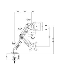 זרוע ארגונומית מתכווננת למסך אחד 13″-27″ אינץ' Gold Touch AR-110D-W