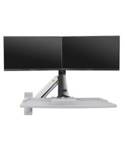 זרוע ישיבה ועמידה הידראולית ל 2 מסכים מחשב מקלדת ועכבר + 2 חיבורי טעינה NORTH BAYOU MC40-2A-W Interactive Sit-Stand Wall Mount