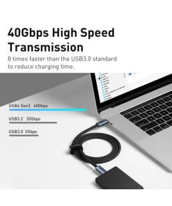 כבל נתונים כבל מטען טעינה מהירה חיבור Type-C הספק 100W באורך 1 מטר צבע שחור Baseus CASS010014 (1)