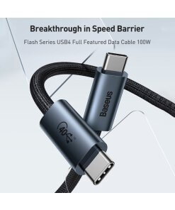 כבל נתונים כבל מטען טעינה מהירה חיבור Type-C הספק 100W באורך 1 מטר צבע שחור Baseus CASS010014 (3)