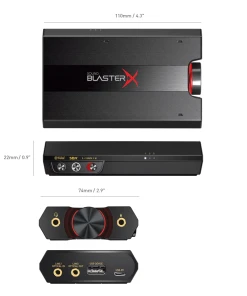 כרטיס קול USB נייד 7.1 HD Audio עם מגבר אוזניות עבור Windows PC, Mac, PS4 וקונסולות אחרות כולל תוכנת לוח בקרה Creative S (1)