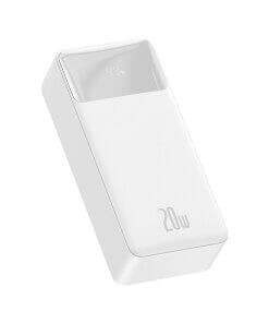 מטען נייד מהיר לסמארטפון בצבע לבן Baseus PPDML-N02 30000MAH Quick Charge USB Type-C 20W
