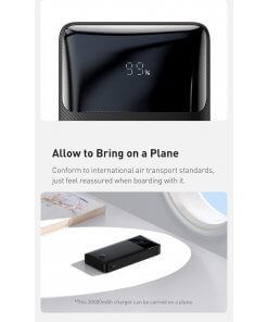 מטען נייד מהיר לסמארטפון בצבע שחור Baseus PPDML-N01 30000mAh PD+QC USB Type-C 20W