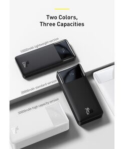 מטען נייד מהיר לסמארטפון בצבע שחור Baseus PPDML-N01 30000mAh PD+QC USB Type-C 20W