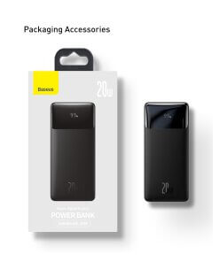 מטען נייד מהיר לסמארטפון בצבע שחור Baseus PPDML-N01 30000mAh PD+QC USB Type-C 20W