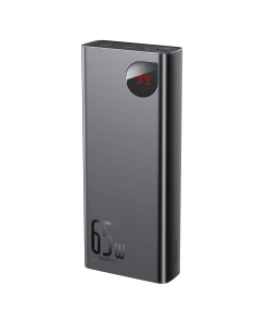 מטען נייד מהיר לסמארטפון תצוגה דיגיטלית עם טעינה מהירה בצבע שחור Baseus PPIMDA-D01 20000MAH Type-C USB PD3 + QC3 65W Adaman Power Bank