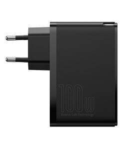 מטען קיר מהיר בהספק 100W בחיבור 2X-USB ו 2X-Type-C עם כבל Type-C תקע EU בצבע שחור Baseus CCGAN2P-L01 (1)