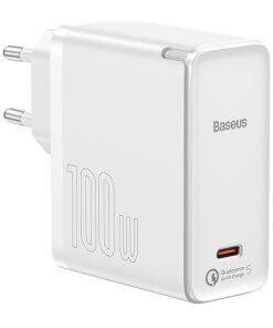מטען קיר מהיר בהספק 100W עם כבל Type-C עבור 5A 1,5 מטר בצבע לבן Baseus TZCCGAN-L02 GaN2 1C (1)