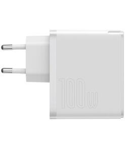 מטען קיר מהיר בהספק 100W עם כבל Type-C עבור 5A 1,5 מטר בצבע לבן Baseus TZCCGAN-L02 GaN2 1C (4)