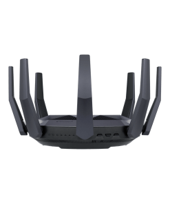 נתב 12 חיבורים AX6000 Dual Band WiFi6 התומך בטכנולוגיית MU-MIMO ו-OFDMA עם אבטחת רשת AiProtection Pro בצבע שחור ASUS RT-AX