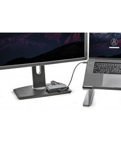 צג כפול נייד Thunderbolt 3 Mini Dock עם DP 4K 60Hz ברזולוצייה GbE מתאם MacWindows בצבע אפור StarTech TB3DKM2DPL (2)