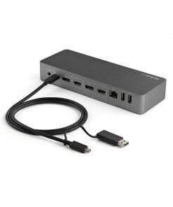 תחנת עגינה אוניברסלית היברידית למחשב USB-C ו-USB-A ברזולוצייה 4K60Hz בצבע אפור StarTech DK30C2DPEP (1)