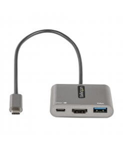 תחנת עגינה למחשב נייד חיבור Type-C מרובה יציאות ברזלוצייה 4K הספק 100W בצבע אפור StarTech CDP2HDUACP2 (1)