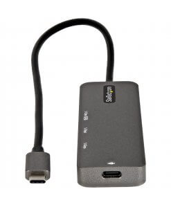 תחנת עגינה למחשב נייד חיבור Type-C מרובה יציאות ברזלוצייה 4K הספק 100W בצבע אפור StarTech DKT30CHPD3 (2)