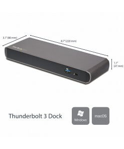 תחנת עגינה למחשב נייד עם מסך כפול Thunderbolt 3 Dock רכזת USB 3.0 עם 3 יציאות StarTech TB3DK2DPPD 85W (1)