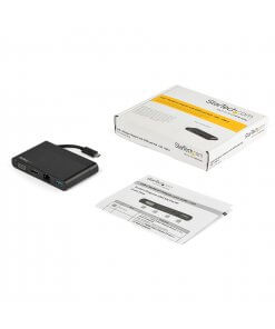 תחנת עגינה לנסיעות עבור מחשבים ניידים USB-C כולל מתאם USB C מרובה יציאות בצבע שחור StarTech DKT30CHVCM (3)