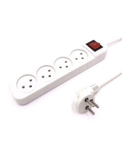 מאריך כבל חשמל עם כפתור כיבויהפעלה 4 חיבורים באורך 1 מטר LUGGAR XS-MS-41