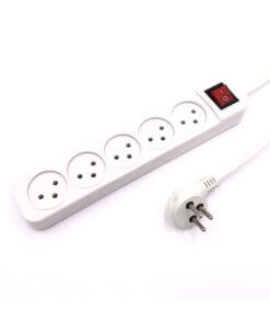 מאריך כבל חשמל עם כפתור כיבויהפעלה 5 חיבורים באורך 1 מטר LUGGAR XS-MS-51