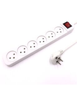 מאריך כבל חשמל עם כפתור כיבויהפעלה 6 חיבורים באורך 1 מטר LUGGAR XS-MS-61