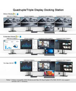 תחנת עגינה Thunderbolt 4 חיבור Type-C עם 16 חיבורים ברזולוציה 4K תואמת Windows ו-Mac OS בצבע אפור QGeeM (4)