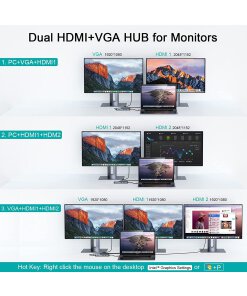 תחנת עגינה Thunderbolt 4 חיבור USB עם 13 חיבורים ברזולוציה 4K תואמת Windows ו-Mac OS בצבע אפור QGeeM (6)