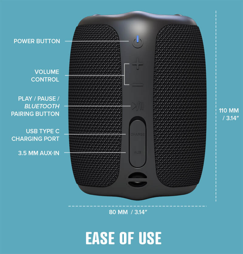 רמקול Bluetooth קראטיב נגד מים בצבע שחור Creative SPK-MUVO-BK Portable and Waterproof Speaker