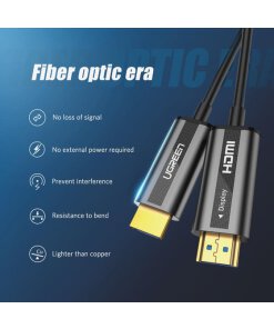 כבל HDMI אופטי אורך הכבל 10 מטר יוגרין UGREEN 50717 HDR 12bit 3D 18Gbps 4K 60HZ HDMI Fiber Optic Cable