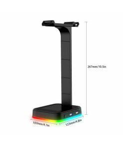 מעמד שולחני לאוזניות קשת כולל תאורה וחיבור USB כפול OEM | D9 | RGB Headset Stand