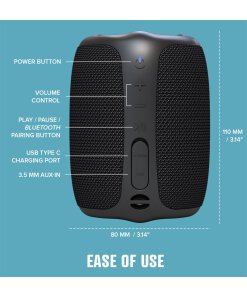 רמקול Bluetooth קראטיב נגד מים בצבע שחור Creative SPK-MUVO-BK Portable and Waterproof Speaker